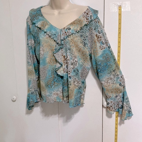 NEW YORK CITY DESIGN CO Paisley Bell Long Sleeve Blouse Womens Large - Picture 6 of 15